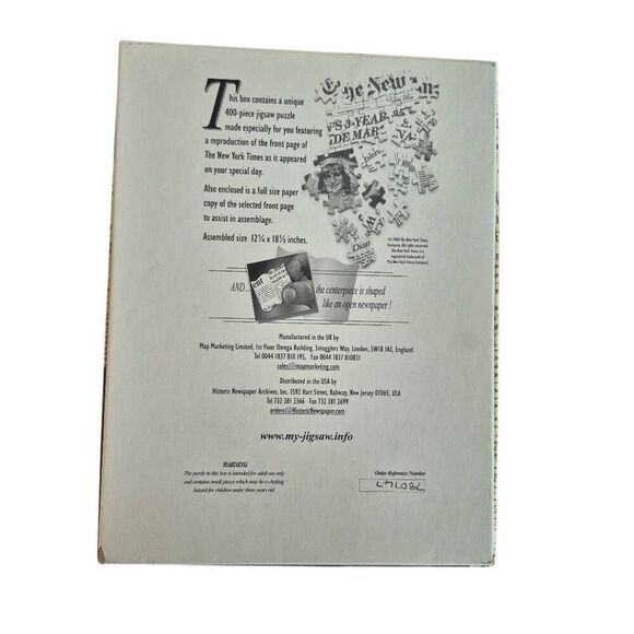 NYT New York Times Front Page Monday, April 11, 1927 Date 400 pc Jigsaw Puzzle - Picture 3 of 4